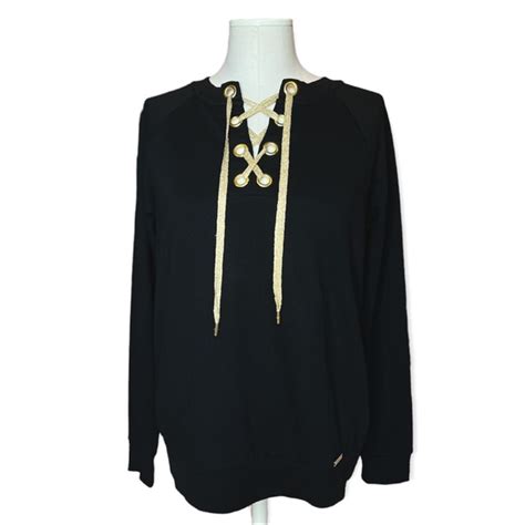 michael kors lace-up grommet sweatshirt|Tops .